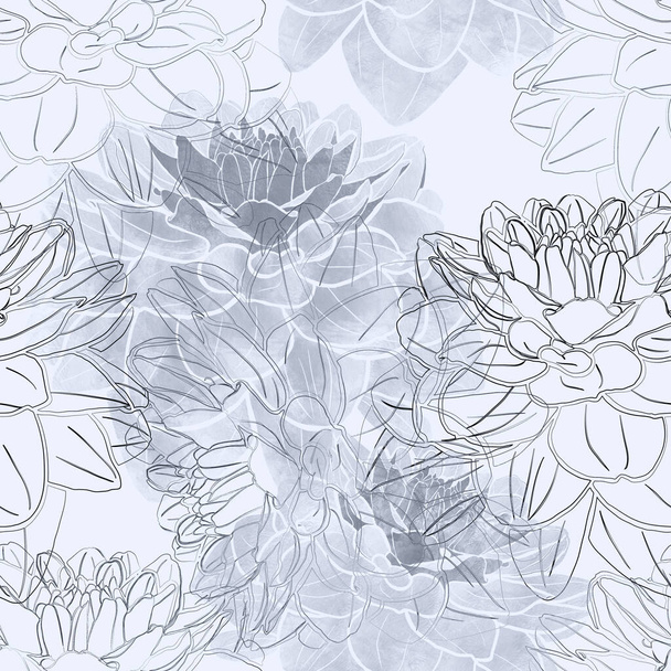 Seamless pattern with flowers of dahlia. - Фото, зображення
