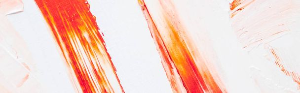 Artistic abstract texture background, orange acrylic paint brush - Photo, image