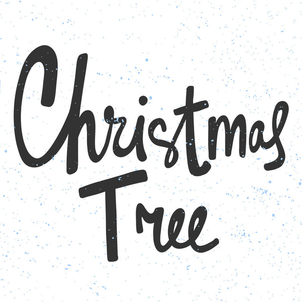 Christmas tree. Happy New Year vector hand drawn illustration banner with cartoon comic lettering.  - Vector, Image