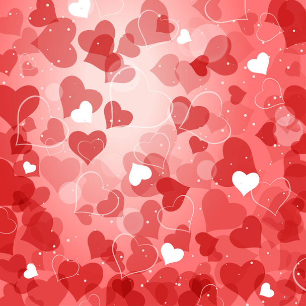 Vector abstract red background with heart silhouettes. - Vector, Image
