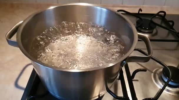 Boiling water in a pot. Video has a slow-motion insertion. - Footage, Video