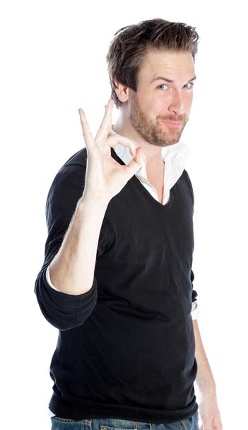 Attractive caucasian man posing in studio - Foto, imagen