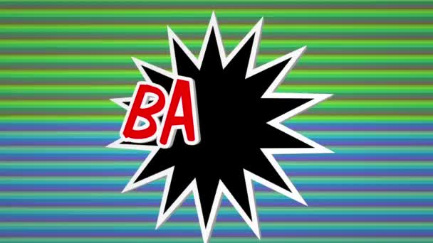 Bang cómic pop art texto contra fondo colorido - Imágenes, Vídeo