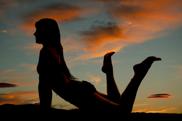 silhouet vrouw hond - Foto, afbeelding