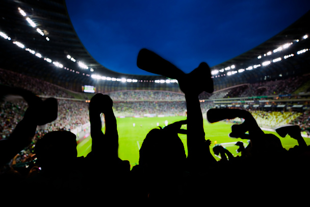 Футбольні, футбольні фанати підтримують свою команду і святкують
 - Фото, зображення