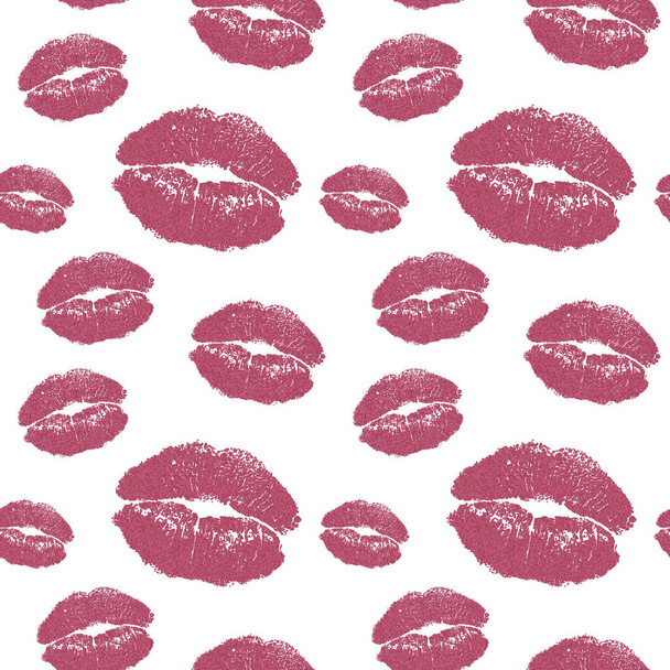 Fashion seamless pattern with kisses. Pattern for Valentines Day. Template for wrapping paper. - 写真・画像