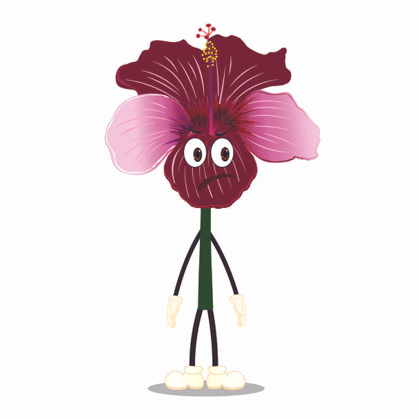 Angry Hibiscus Flower - Cartoon Vector Image - Vector, Image