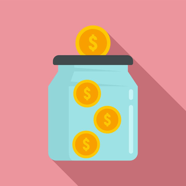 Money crowdfunding jar icon, flat style - Wektor, obraz