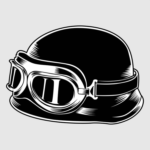 Retro vintage Helmet With Goggles.vector - Vector, Image