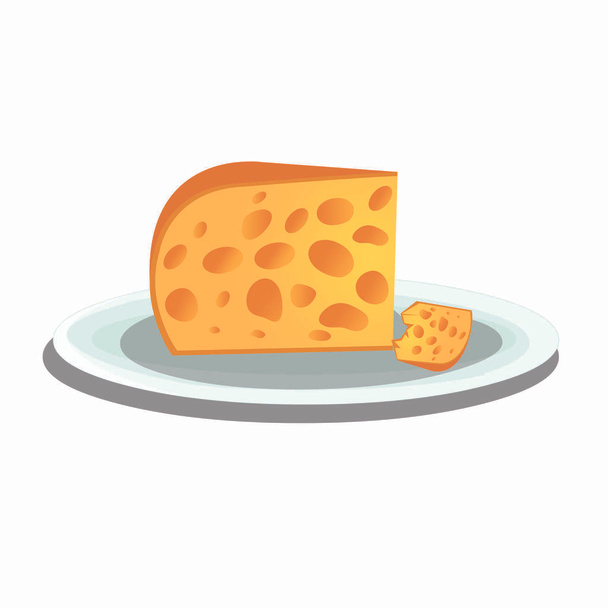 Fatia de queijo em uma placa - Cartoon Vector Image
 - Vetor, Imagem