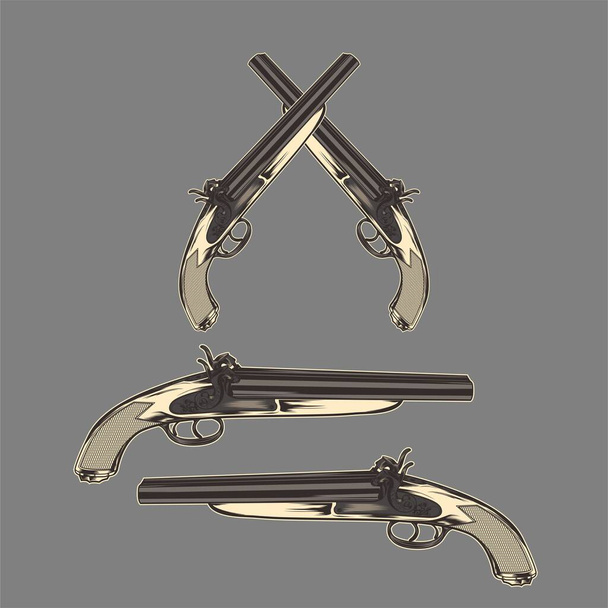 pistola clásico vintage mano dibujo vector
 - Vector, Imagen