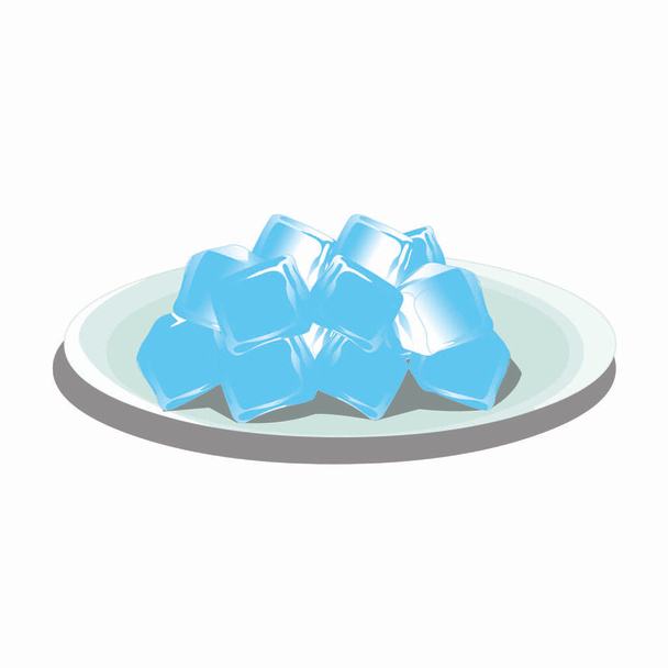Кубики льда на тарелке
 - Вектор,изображение