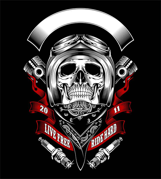 skull mafia with gun hand drawing vector - Vector, Image