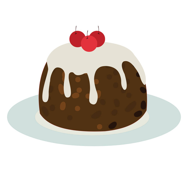 Chocolate Cake with Icing - Cartoon Vector Image - Vector, Image