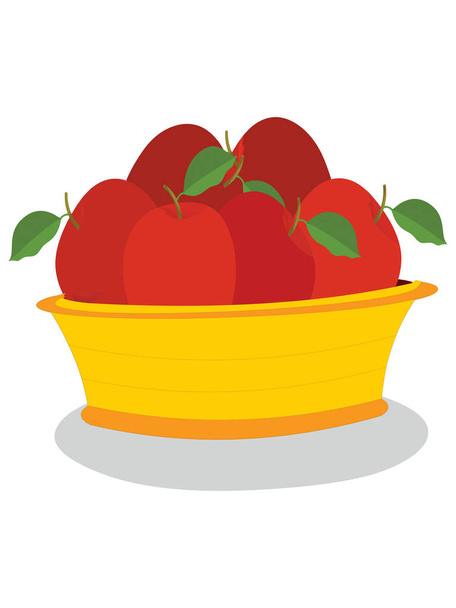 Manzanas en una cesta de frutas - Imagen vectorial de dibujos animados
 - Vector, Imagen