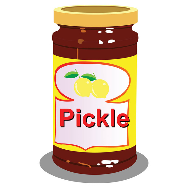Mango Pickle Jar - Red - Cartoon Vector Image - Вектор,изображение