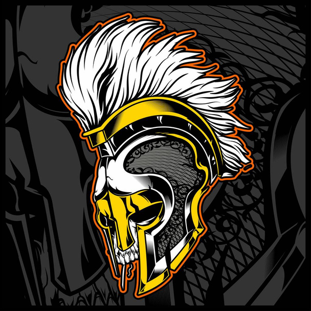 head skull wit helmet gladiator vector - Vector, Image