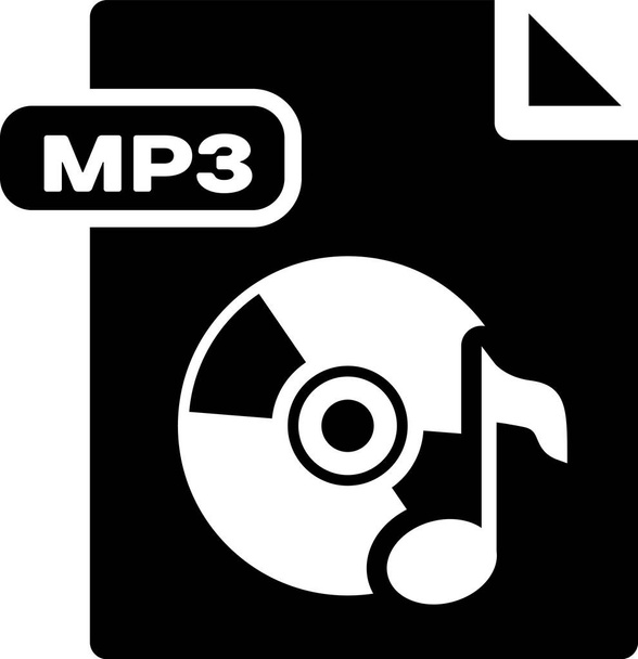 schwarzes mp3-Dokument. mp3-Symbol auf weißem Hintergrund isoliert herunterladen. mp3 Musikformat Zeichen. mp3-Dateisymbol. Vektorillustration - Vektor, Bild