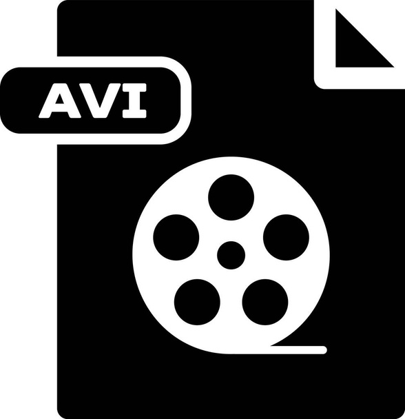 Black AVI file document. Download avi button icon isolated on white background. AVI file symbol. Vector Illustration - Vector, imagen