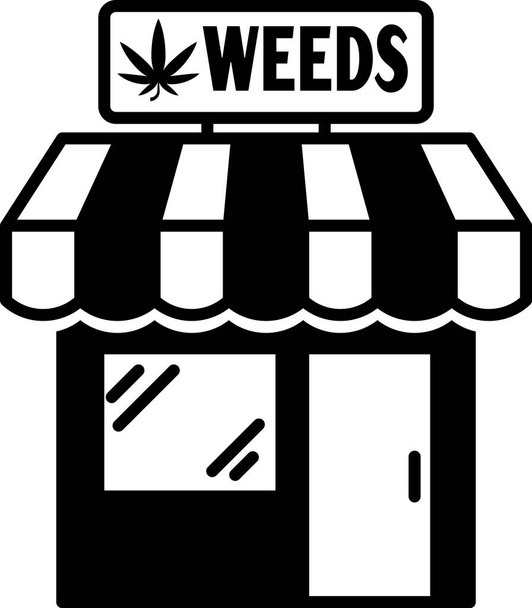 Zwarte marihuana en cannabis winkel icoon geïsoleerd op witte achtergrond. Apparatuur en accessoires voor het roken, opslag van medische cannabis. Vector Illustratie - Vector, afbeelding