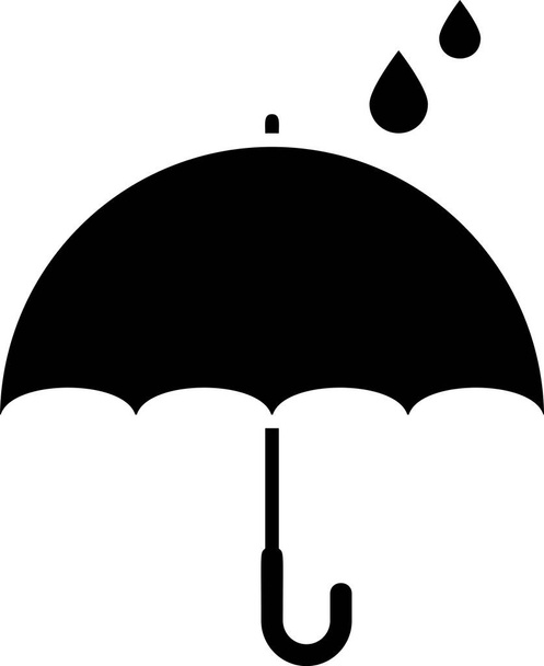 Μαύρη ομπρέλα και βροχή σταγόνες εικονίδιο απομονώνεται σε λευκό φόντο. Αδιάβροχο εικονίδιο. Προστασία, ασφάλεια, έννοια ασφαλείας. Ανθεκτικό στο νερό σύμβολο. Απεικόνιση διανυσματικών φορέων - Διάνυσμα, εικόνα