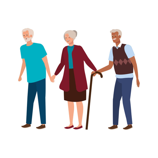 group old people avatar character - Vector, Image