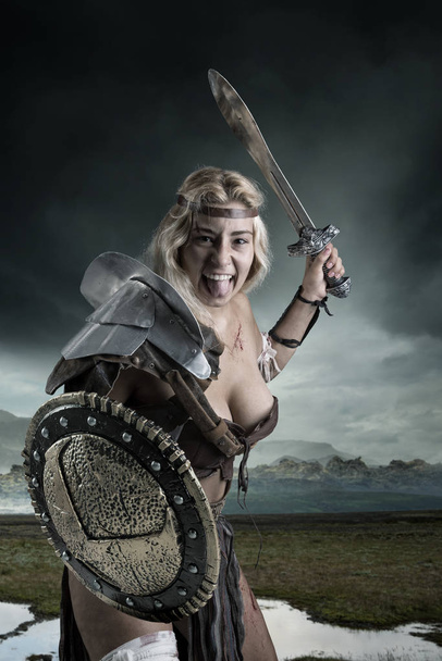 kadın gladyatör/antik savaşçı - Fotoğraf, Görsel