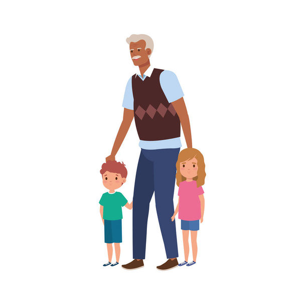 grand-père avec petits-enfants avatar personnage
 - Vecteur, image