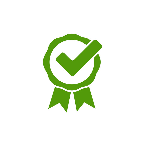 symbol checkmark wydrukuj zieloną ikonę w płaskim stylu - Wektor, obraz