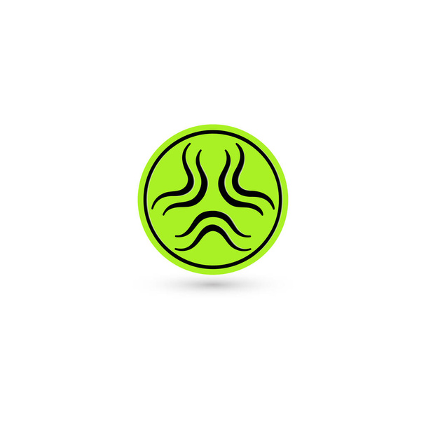 Mérgező zöld vektor ikon. Sugárzási piktogram. Biohazard figyelmeztető szimbólum. Tudomány atomreaktorok Tech egyszerű izolált kémiai logó - Vektor, kép