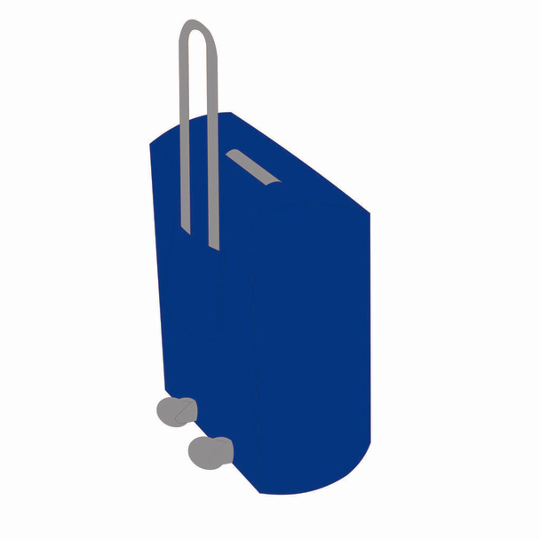 Blue Trolley Bag - Cartoon Vector Image - Vector, Image