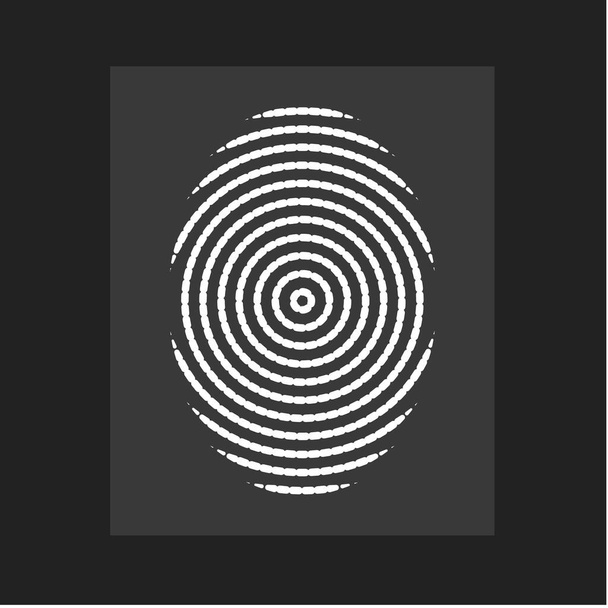 Huella dactilar, vector moderno. Forma de líneas circulares planas, círculo céntrico, identificación de persona. Ilustración vectorial
. - Vector, Imagen