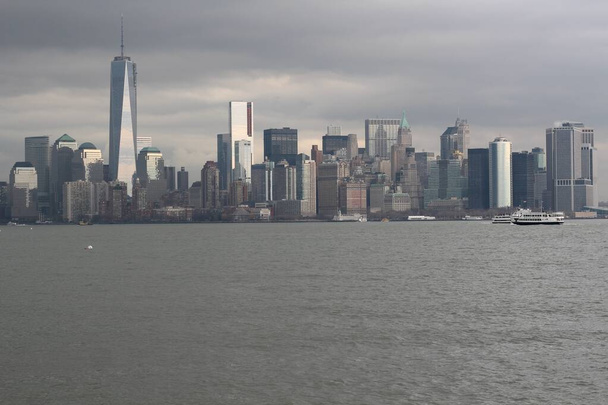 Beautiful shot of New York City taken from the Liberty Island - Фото, изображение