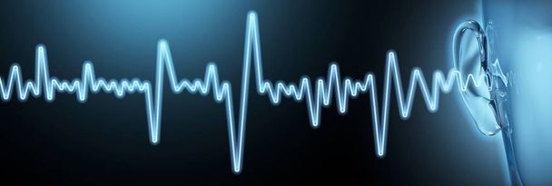 Хороший слух, звуковые волны, медицинская 3D иллюстрация
 - Фото, изображение