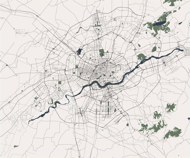 map of the city of Shenyang, China - Vector, Image