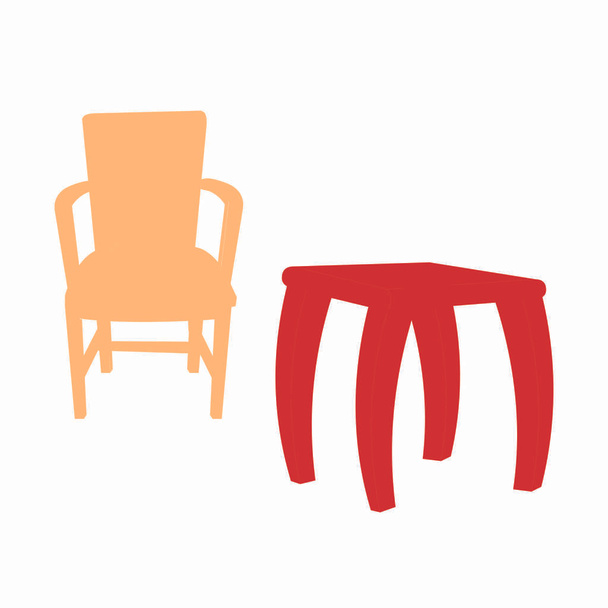 Chair and Stool - Cartoon Vector Image - Vector, Image