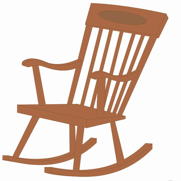 Wooden Rocking Chair - Cartoon Vector Image - Вектор,изображение