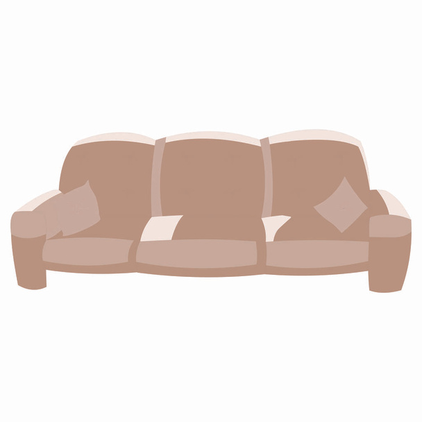 Brown Sofa with Backrest - Cartoon Vector Image - Вектор, зображення