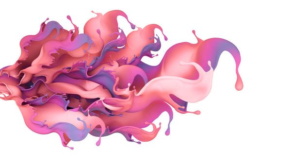 Beautiful multi-color splash of liquid or paint. 3D illustration, 3D visualization. - Photo, Image