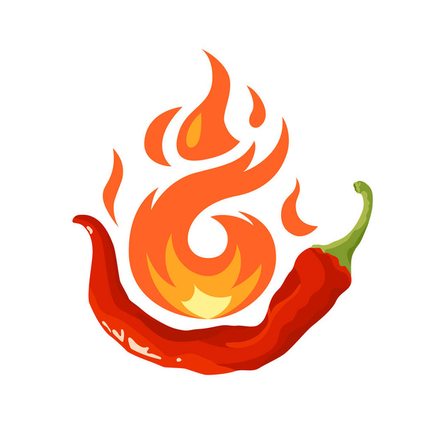 Chili pepper icon in flat style, vector - Vettoriali, immagini
