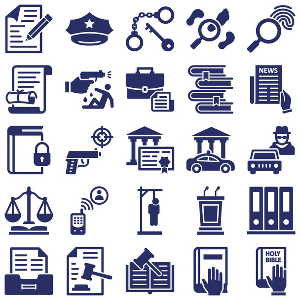 Правосуддя та Закон Ізольовані Векторні Ікони встановлені кожна ікона може легко змінити або редагувати - Вектор, зображення