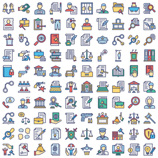 justice and Law Isolated Vector Icons set every single icon can easily modify or edit - Vector, Image