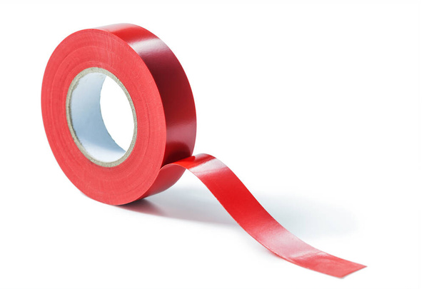 red roll of insulation tape isolated - Foto, imagen