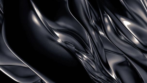 Luxurious grey background with pleats, Drapes and swirls. 3d illustration, 3d rendering. - Φωτογραφία, εικόνα