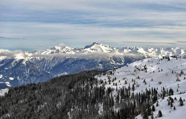 Racines-Jaufen ski center, Trentino, Italy, winter Dolomiten Alps - Foto, Bild