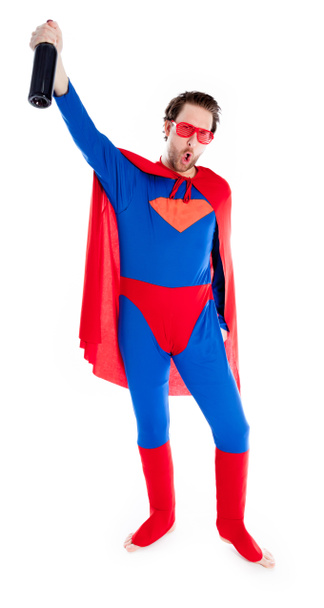attraktive kaukasische Mann als Superman verkleidet - Foto, Bild