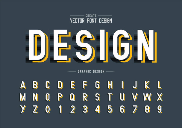 Font and alphabet vector, Line Style typeface letter and number design, tekst graficzny na tle - Wektor, obraz