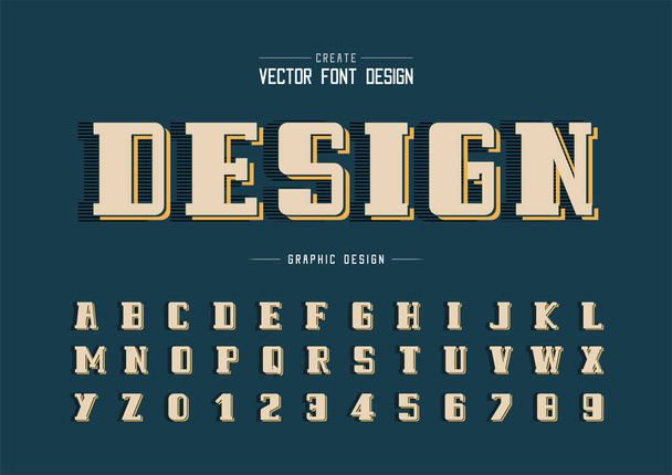 Bold Font and alphabet vector, Line Script and number design, Tekst graficzny na tle - Wektor, obraz