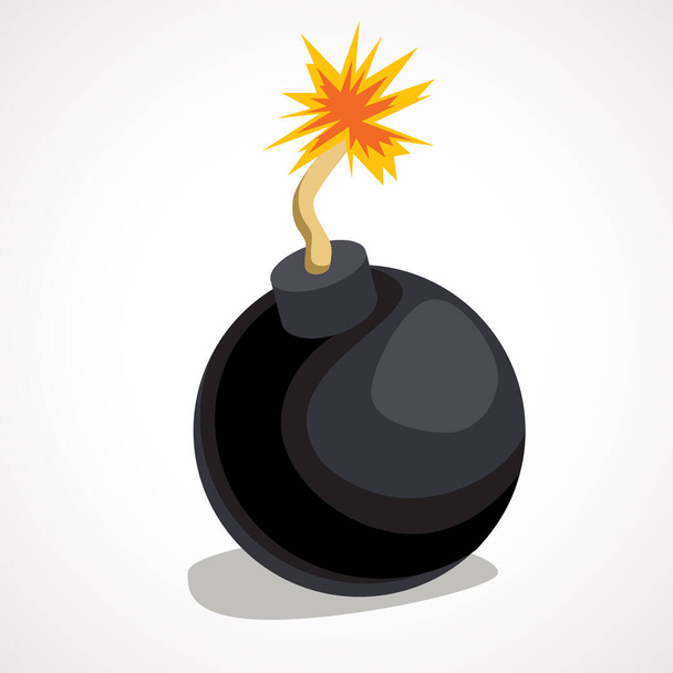 Cartoon runde Bombe mit brennendem Docht. Vektorillustration. - Vektor, Bild