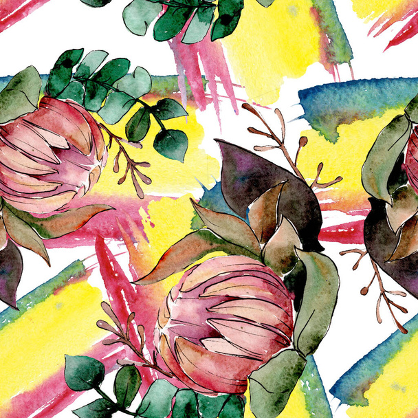 Bouquet loral botanical flowers. Watercolor background illustration set. Seamless background pattern. - Fotografie, Obrázek
